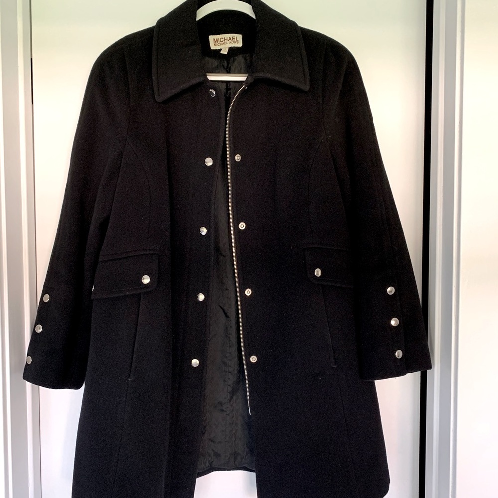 Michael Kors Wool Front ZIP/Snap Coat